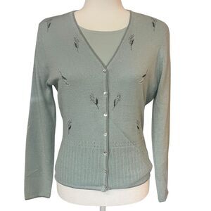 Petite Sophisticate Vintage 90s Cardigan Set 2 Piece Sweater Top Womens Small